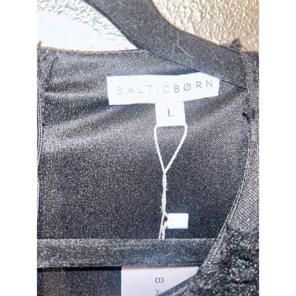 Baltic Born Darby Floral Dot Midi Dress Size Large Black Sheer Belted NWT A-Line - Picture 6 of 10